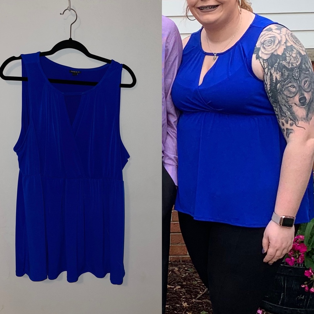 Torrid Blue sleeveless Blouse with cut out